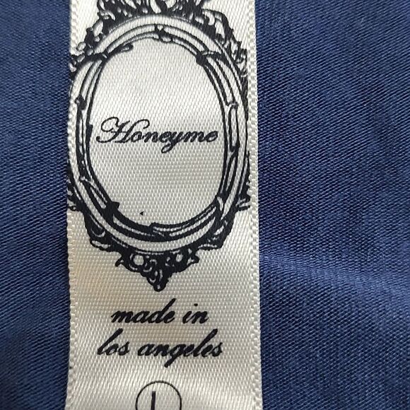 Honeyme 3/4 length print sleeve blue tunic  super soft Sz  L - Picture 4 of 4